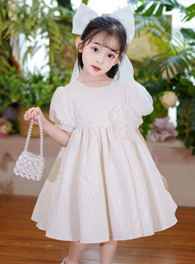 女童连衣裙白色夏装礼服儿童公主裙蓬蓬裙小女孩生日裙子夏款短袖