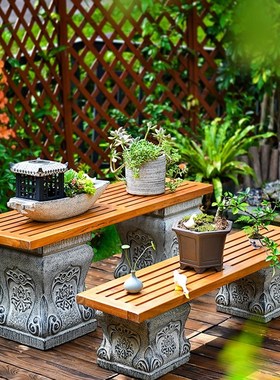 户外庭院花园布置民宿景观花盆架仿石别墅院子装饰造景落地大摆件