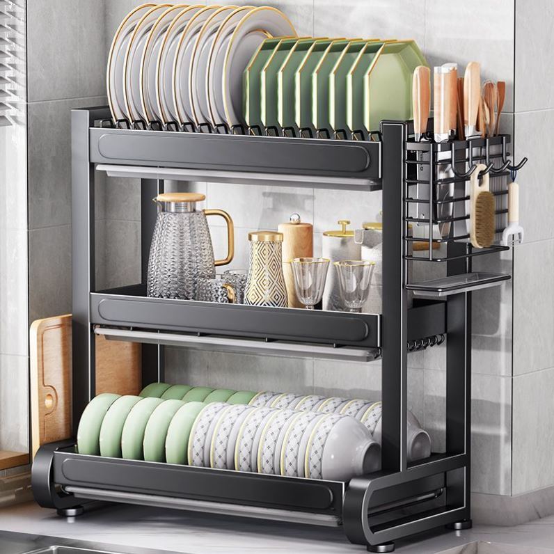 厨房加厚放碗碟置物架台面多功能碗碟盘杯具收纳架多层碗碟沥水架