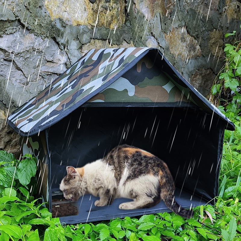 流浪猫户外宠物喂食屋遮雨棚遮阳防雨棚室外防积水猫屋猫窝夏季