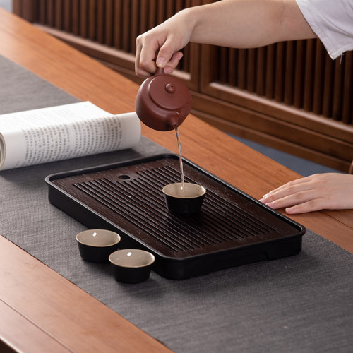 茶盘家用托盘2024新款小型沥水盘茶台新中式茶具竹茶海干泡台