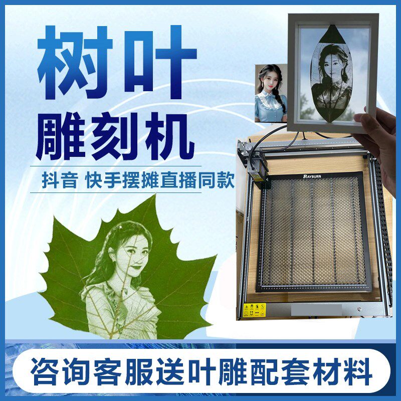 树叶照片雕刻机摆摊激光设备小型全自动打印叶子玻璃机器叶雕机
