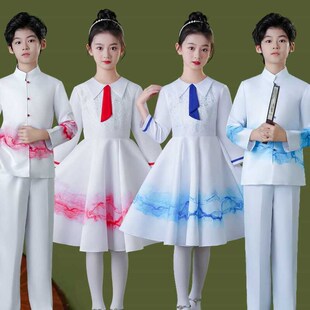 中国风儿童演出服小学生大合唱团表演服幼儿舞蹈服男女童朗诵服装