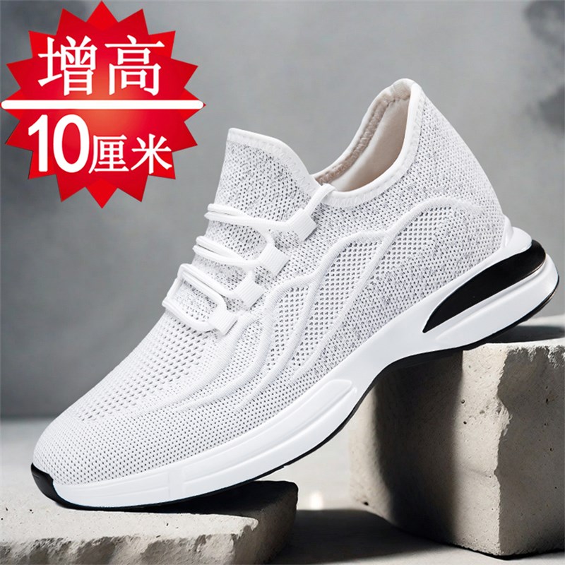 增高鞋男10cm秋季透气网面鞋隐形内增高6cm8cm飞织轻便休闲运动鞋