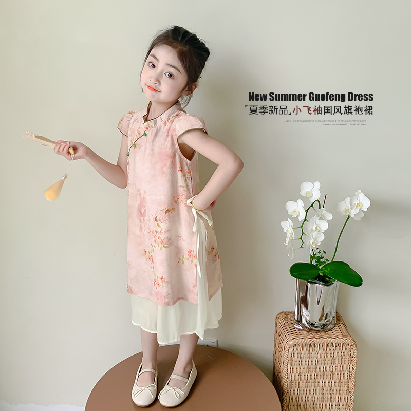 女童旗袍连衣裙夏装2024新款儿童汉服裙子新中式超仙民国风公主裙
