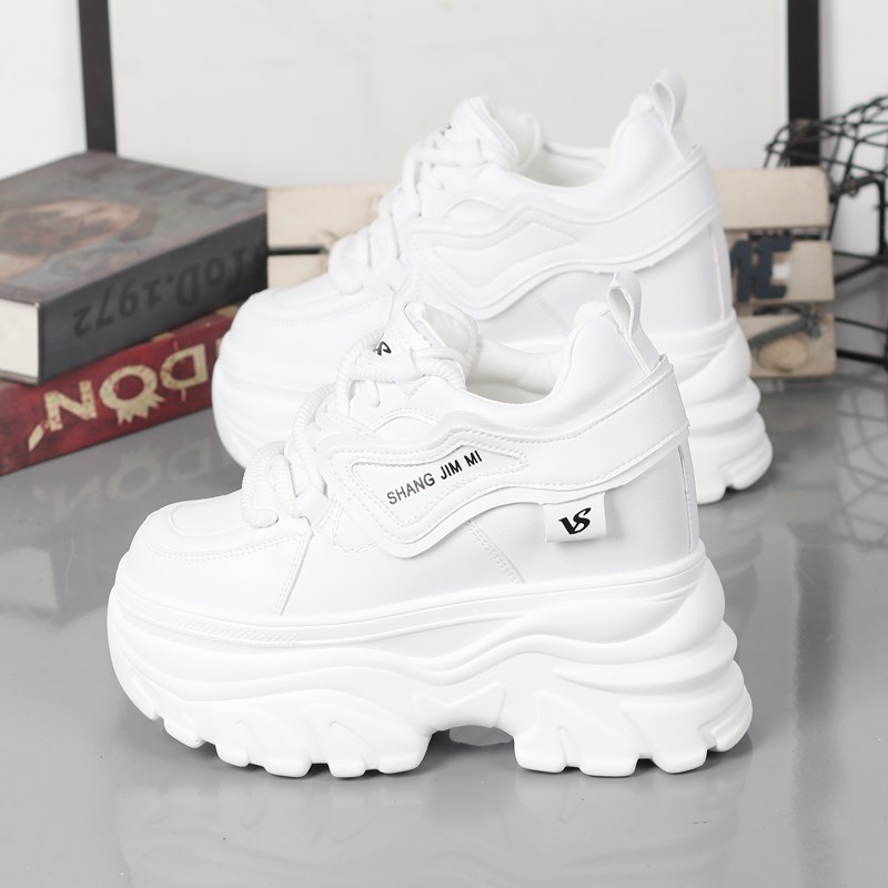 老爹鞋女超高跟厚底小白鞋女厚底内增高10-12CM百搭休闲加绒棉鞋