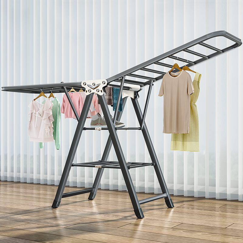晾衣架杆落地式晾衣架加粗加厚主卧室衣架高级感晒被子神器可折叠