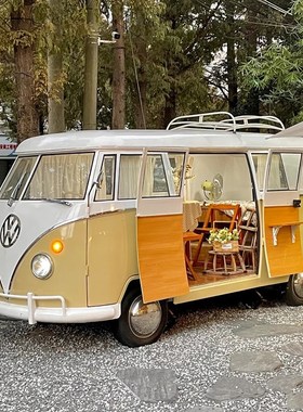 定制复古大众t1巴士网红t拍照打卡摄影道具车汽车模型落地装饰摆