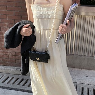 最小的海 花边镂空温柔气质吊带裙高级感小个子中长款内搭打底裙