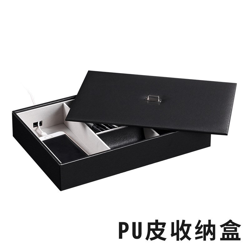 现货PU皮6格珠宝饰品盘商务办公桌面收纳盘零钱杂物手链盘