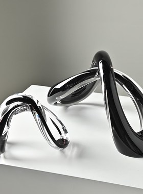 轻奢风交叉玻璃摆件高级感小众别墅样板间桌面摆件琉璃家居装饰品