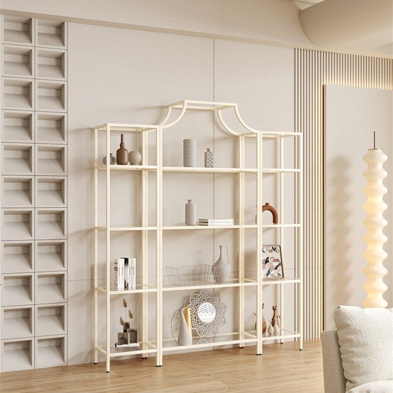 奶油风手办陈列展示铁艺隔断书架落地简约多层收纳玻璃北欧置物架