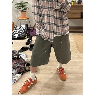 男女阔腿直筒街头五分裤 夏季 短裤 复古水洗做旧多口袋伐木工装 美式