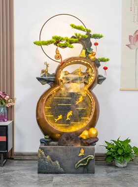 客厅中式葫芦流水生财摆件循环水家居景观客厅装饰办X公室开业礼