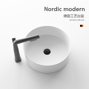 北欧风创意灰橙色圆形台上盆洗手盆小尺I寸阳台陶瓷家用迷你洗脸