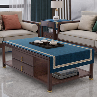 中式茶几桌布垫电视柜盖r布装饰柜实木茶桌长方形台布布艺桌旗定