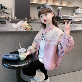 小女孩网红上衣 儿童洋气时髦皮衣夹克春秋季 女童外套2024新款 秋装