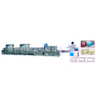 1JL-B450往复式全自动抽取式婴儿湿巾纸打日期打孔贴标插脚包装机