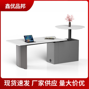 极简岩板茶几升降桌小户型客厅家用储物柜餐桌岛台一体桌 高端意式
