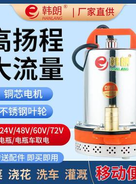 12V24V直流潜水泵小型抽水农用48V60V72V电动车水泵7米线 线