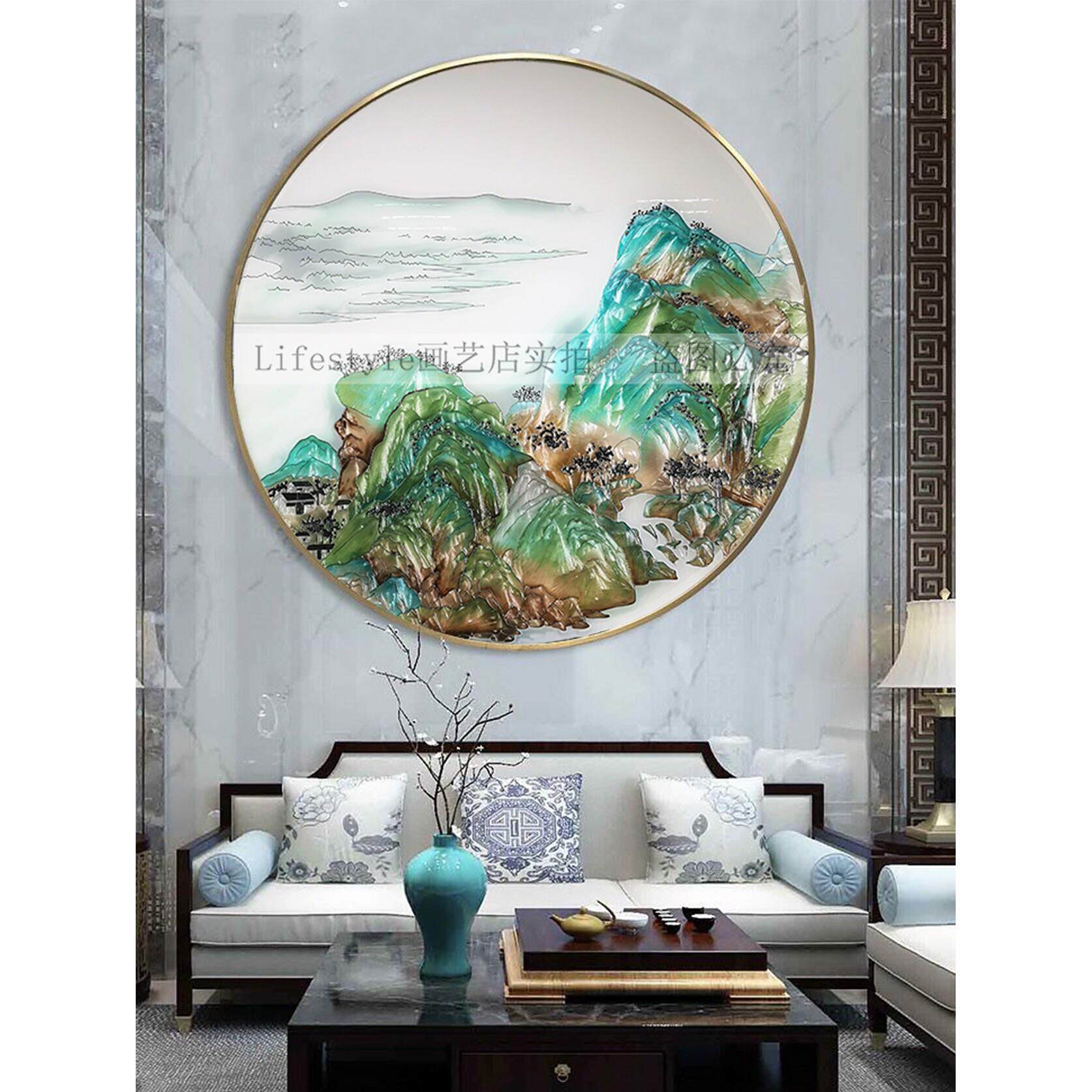 掐丝珐琅彩装饰画客厅餐厅新中式手绘挂画玄关走廊过道卧室壁画