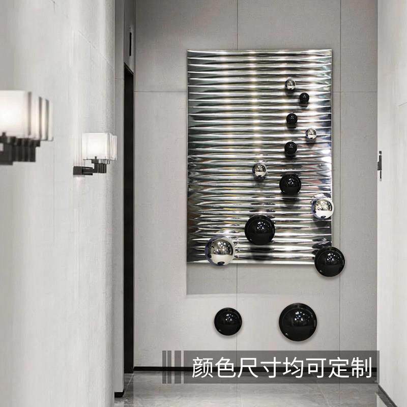 现代创意3D立体金属球入户走廊玄关装饰画设计师专用大气客厅挂画