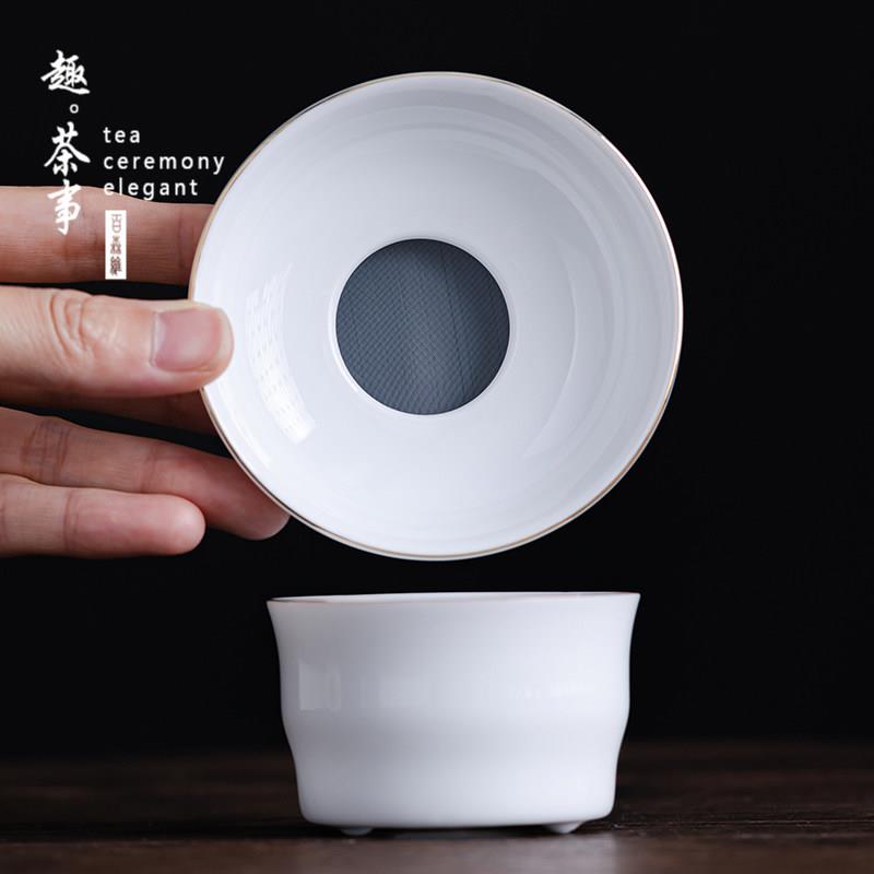 茶漏茶滤白瓷网纱茶隔漏斗功夫茶陶瓷泡茶滤茶器细网茶具配件滤网