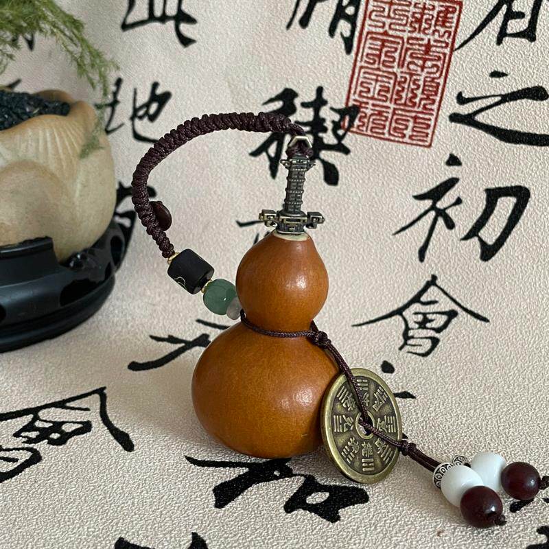 道系剑来养剑葫芦 开口手把件 葫芦天然精品文玩手捻 配饰为纯铜
