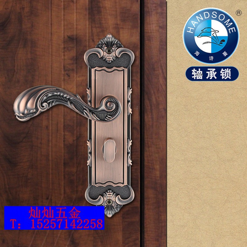 海诗蔓红古铜色欧式室内卧室房间门锁卫生间分体执手锁木门把手锁