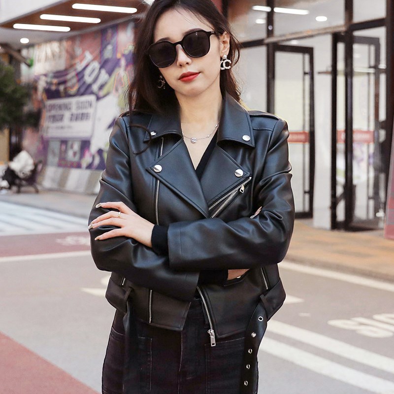 皮衣外套高级感女短款2023春秋新款机车L美式小个子复古休闲皮夹