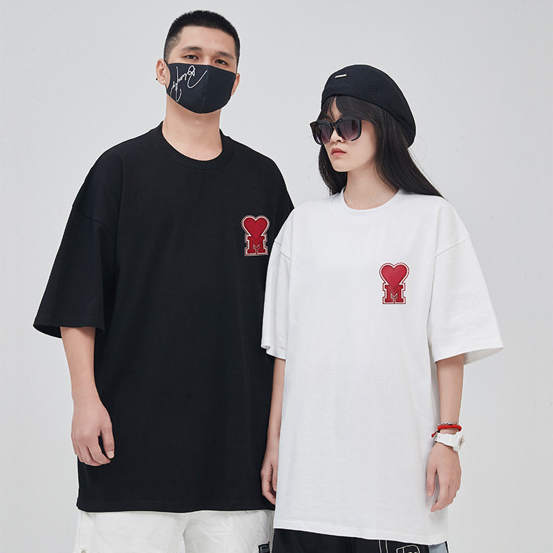 300g重磅白色短袖宽松胖子T恤纯棉爱心情侣加肥加大码男装夏季女,男装,T恤,淘宝优惠券,粉丝福利购,淘宝优惠卷