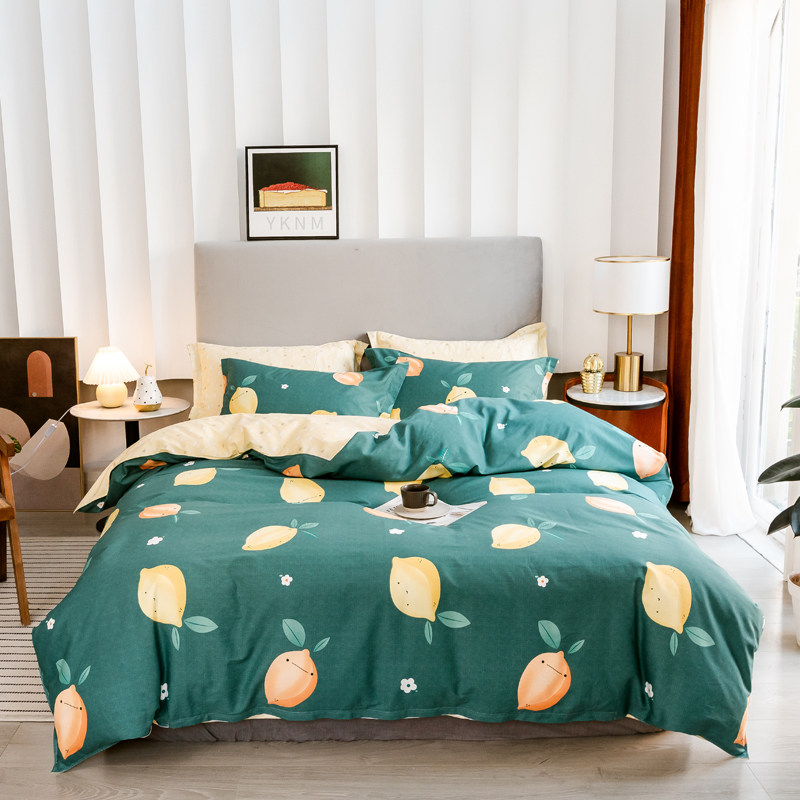 全棉四件套纯棉斜纹简约1.5米1.8m床上用品被套单双人床单4件套件