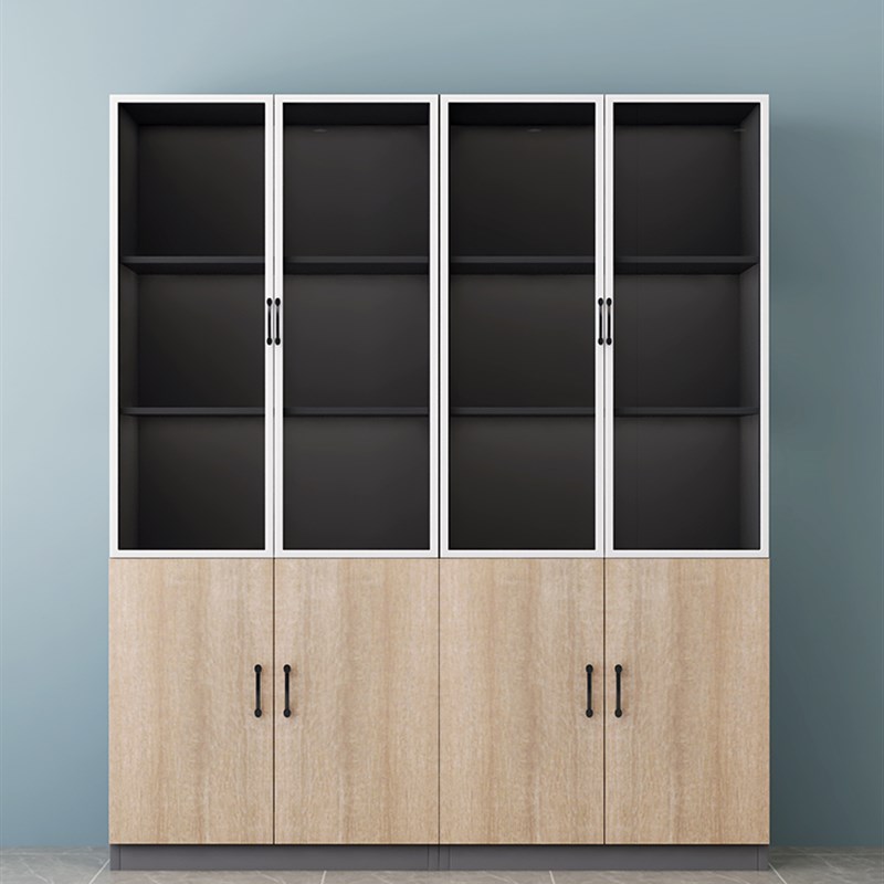 办公室木质储物柜落地靠墙背景展示带锁书柜档P案资料柜定制办公