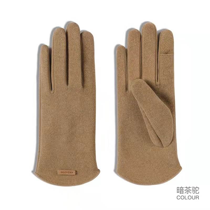 手指翻盖手套冬季天女士保暖骑车漏露二指可触屏加V绒加厚开车摄
