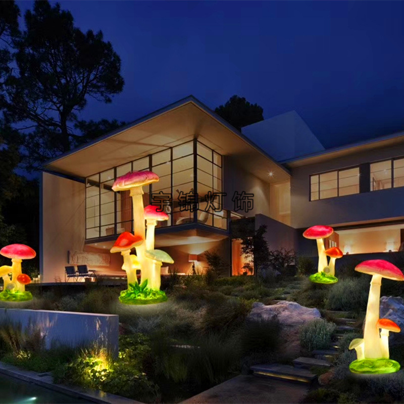 各种风格动物、玻璃钢材质磨菇树图案可选LED造型灯供节日庆祝