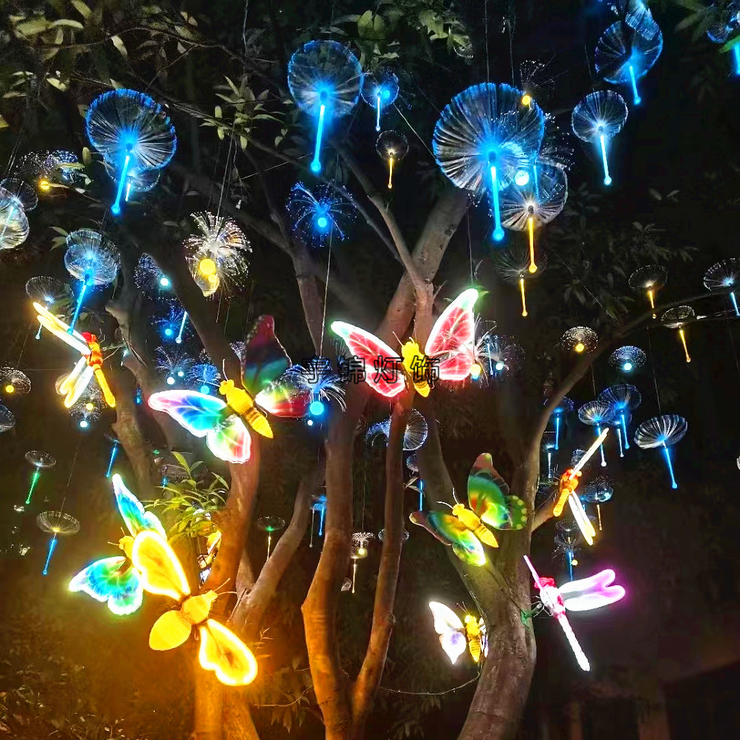 60CM直径电动户外LED仿真动态蝴蝶蜜蜂商业美陈草坪公园亮化灯
