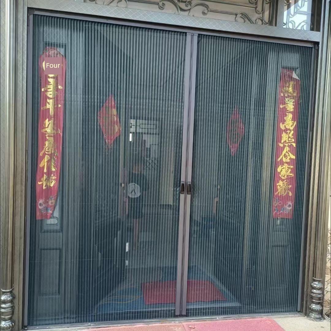 折叠定制纱门纱窗隐形伸缩推拉打孔铝合金通风防蚊沙门门帘家用