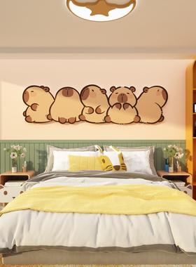 女孩和儿童的房间布局Capibala海报墙贴纸卡通公主床边卧室背景墙