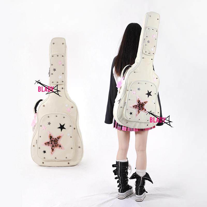 【豹纹星星粉】吉他包手作定制电吉他木吉他朋克亚文化贝斯包
