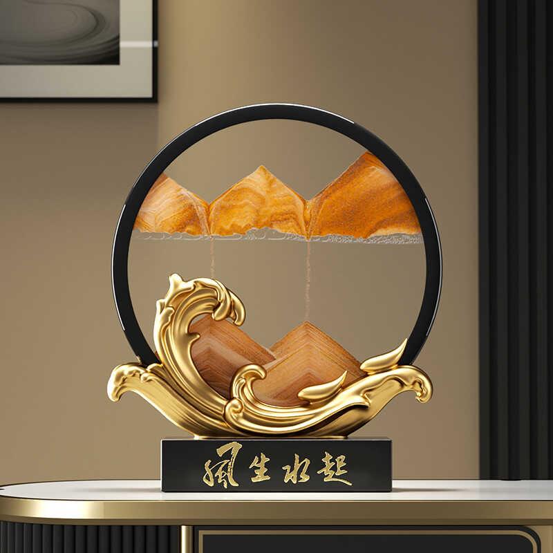 轻奢摆件 风生水起流沙画摆件乔迁新居办公室客厅装饰品解压摆件