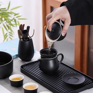 陶瓷泡茶壶盖碗茶杯防烫轻奢高档家用办公室喝茶 黑陶功夫茶具套装
