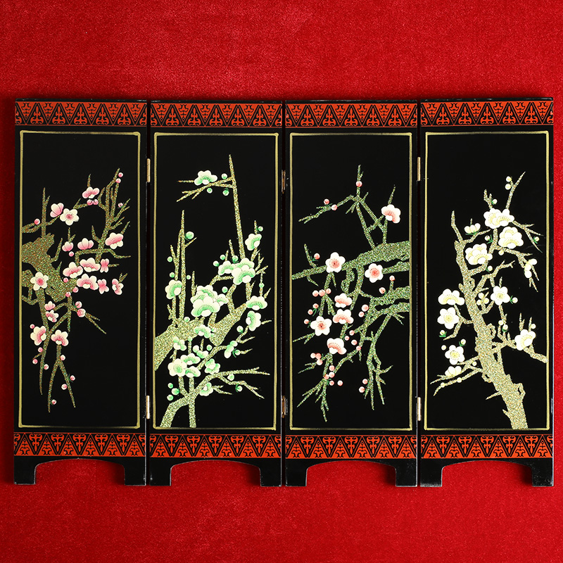 漆器小屏风桌面中国风装饰品外事特色礼品送老外礼品民间工艺品
