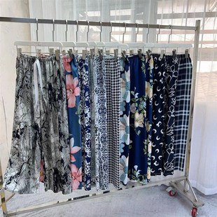 棉绸阔腿裤 薄款 网红爆款 可外穿人造棉大码 子 棉绸睡裤 家居裤 女夏季