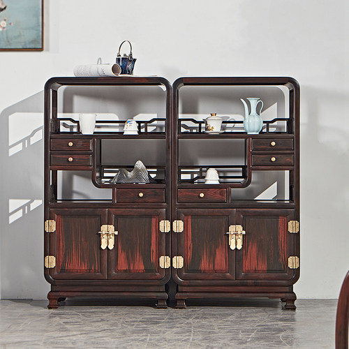 红木家俱大红酸枝小博古架客厅中式茶水架实木茶边柜交趾黄檀茶几