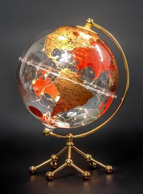 地球仪小学生初中生高中生用地球新中式家居摆件地球仪台灯星球夜