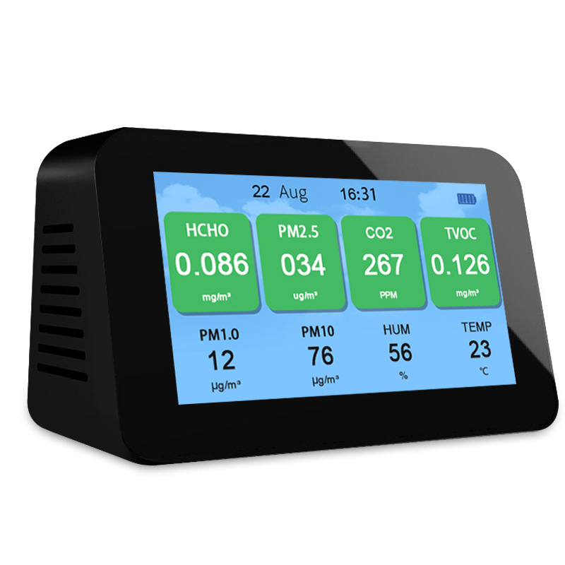 鼎盟空气检测仪二氧化碳 粉尘 甲醛 TVOC PM2.5检测仪 带闹钟功能
