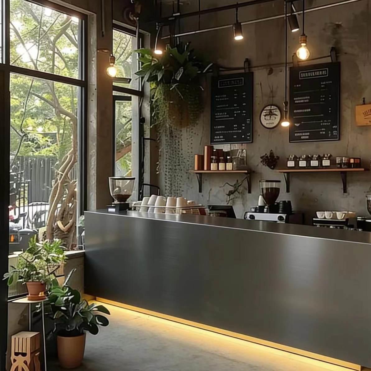 咖啡店不锈钢吧台奶茶蛋糕店收银柜台花店咖啡操作台收银柜台吧台