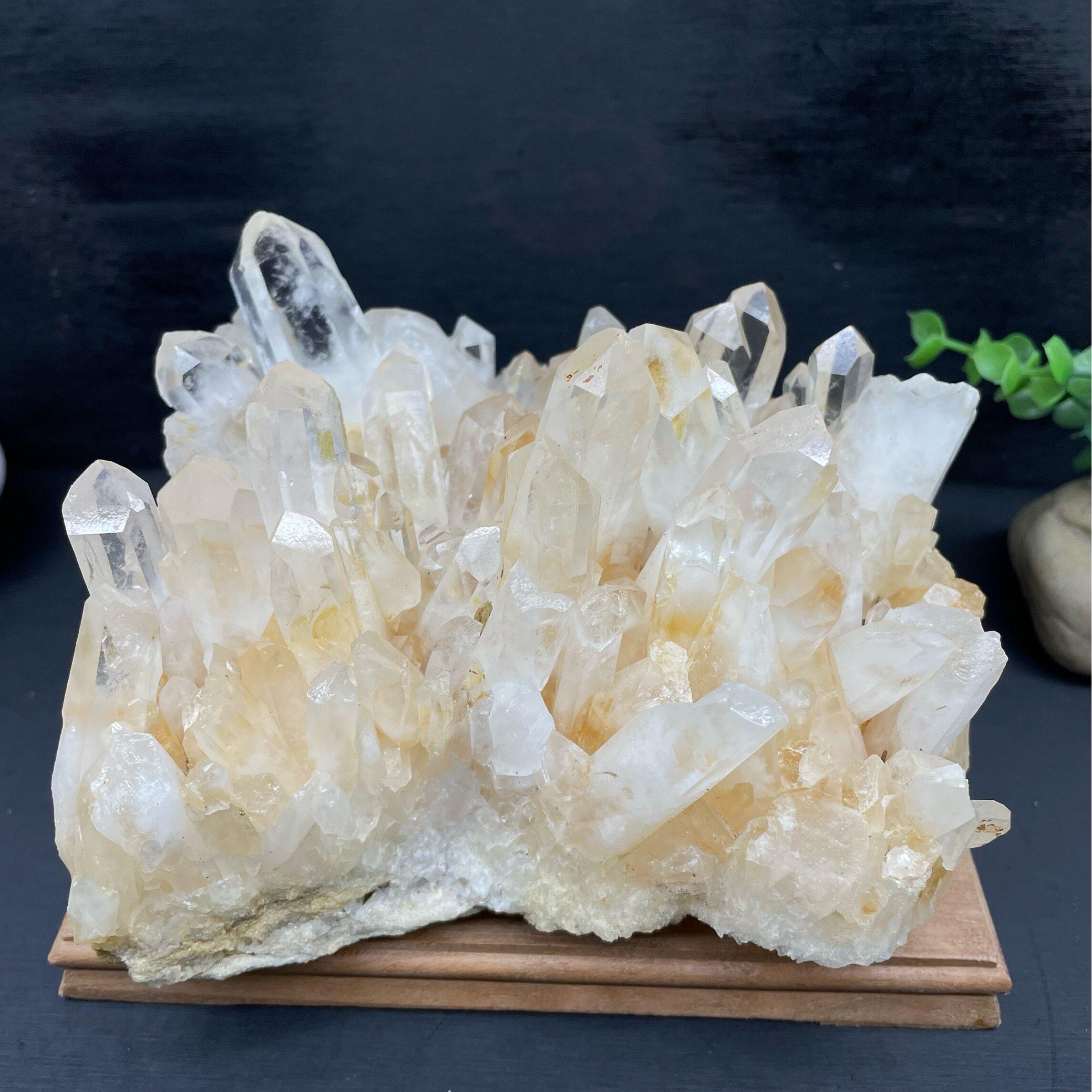 天然白水晶簇原矿摆件消磁标本矿标净化默认微瑕请谅解送底座