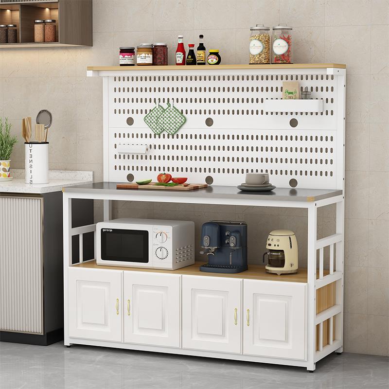 厨房不锈钢操作台切菜桌洞洞板置物架落地多层收纳架多功能餐边柜