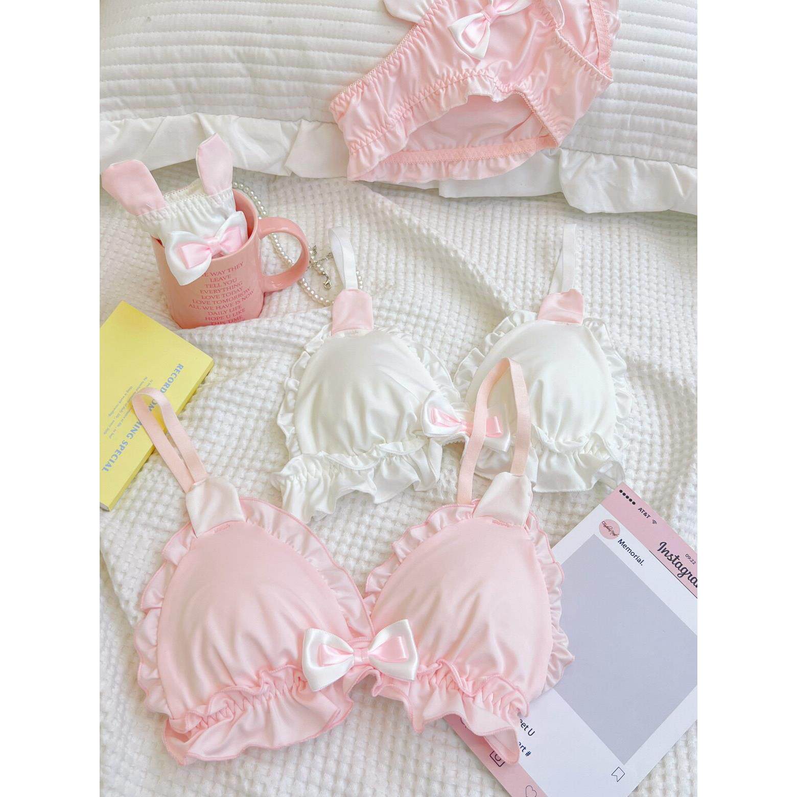 软萌兔～内衣套装日系可爱兔耳无钢圈薄款女学生可爱小胸纯欲胸罩